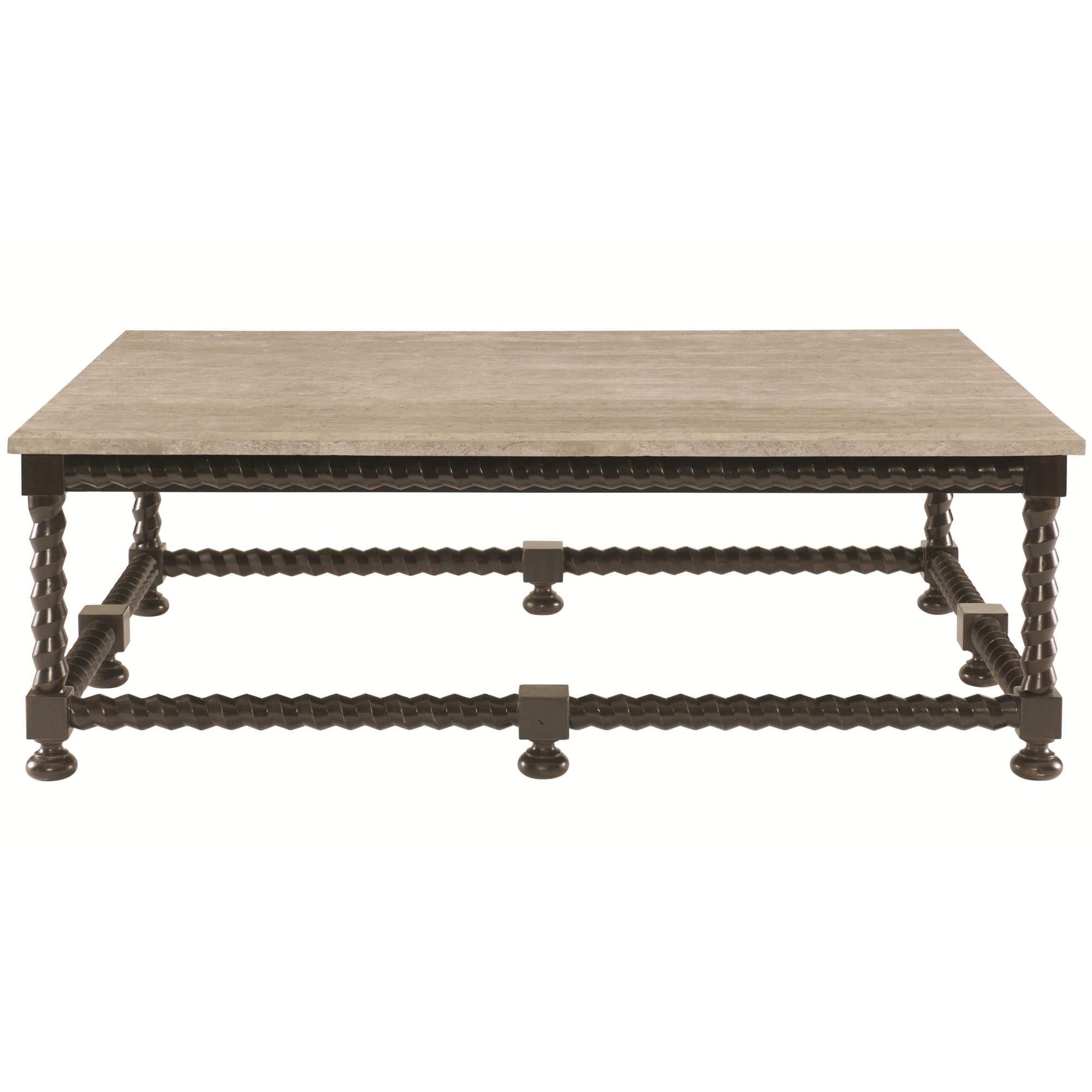 Bernhardt Cordova 460021T, 460021 Cocktail Table with Travertine Stone